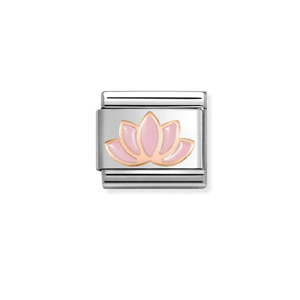 Nomination Composable Classic Link SYMBOLS Pink Lotus Flower in Steel, Rose Gold 375