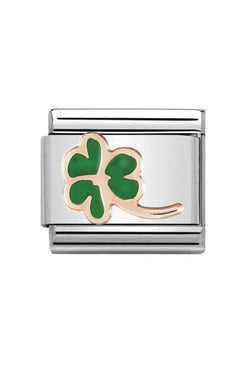 Nomination Composable Classic Link SYMBOLS CLOVER in Steel, Enamel & Gold 375