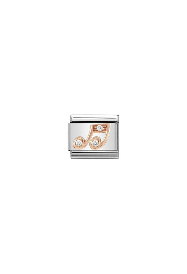 Nomination Composable Classic Link SYMBOLS MUSIC NOTE in Stainless Steel with 9K Rose Gold and Cubic Zirconia