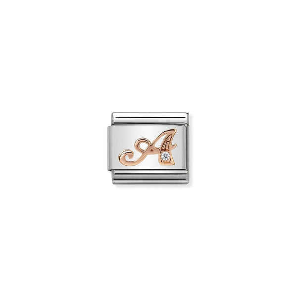 Nomination Double Link Letter A Rose Gold