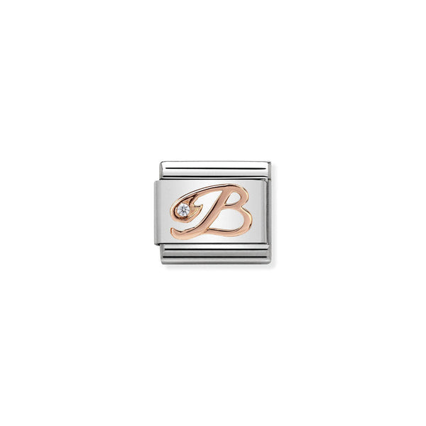 Nomination Double Link Letter B Rose Gold