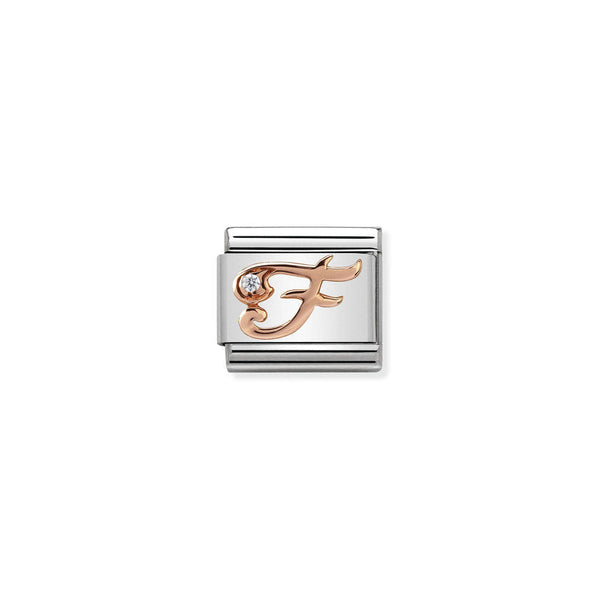 Nomination Double Link Letter F Rose Gold