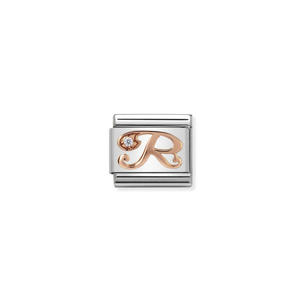 Nomination Double Link Letter R Rose Gold