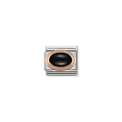 Nomination Composable Classic Link Oval Hard Stones Black Agate in 9K Rose Gold *