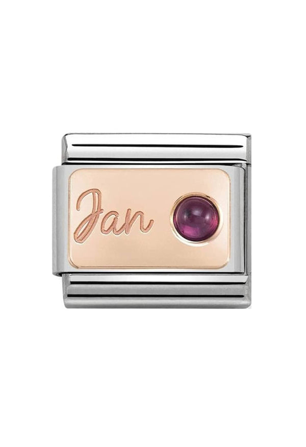 Nomination Composable Classic Link STONE of MONTH JANUARY GARNET in Stainless Steel & Gold 375