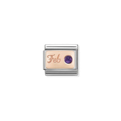 Nomination Composable Classic Link STONE of MONTH FEBRUARY AMETHYST in Stainless Steel & Gold 375