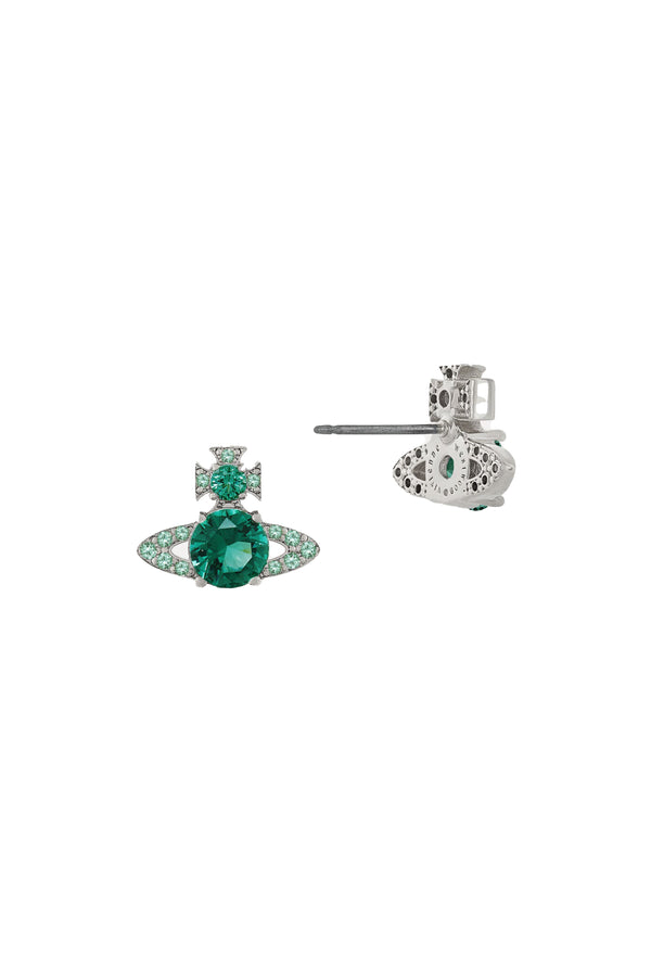 Vivienne Westwood Ismene Green CZ Earrings Platinum Plated