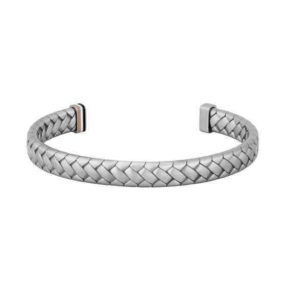 BOSS Mens Tailored Plaited Bangle in Stainless Steel