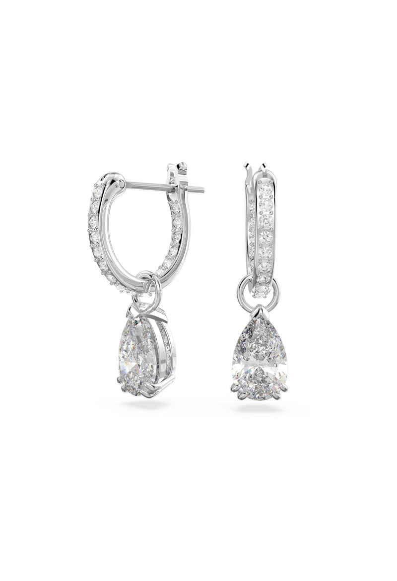 Swarovski Millenia Hoops with Pear Cut Drop Earrings Rhodium Plated