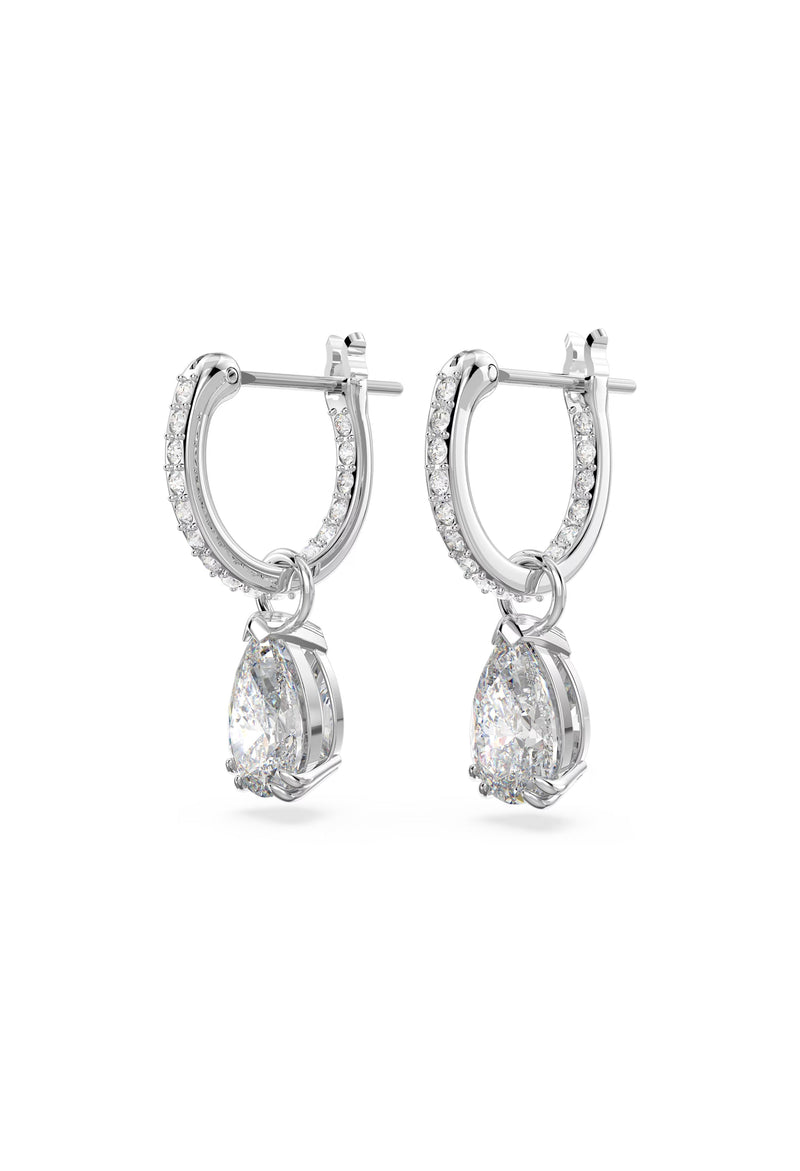 Swarovski Millenia Hoops with Pear Cut Drop Earrings Rhodium Plated