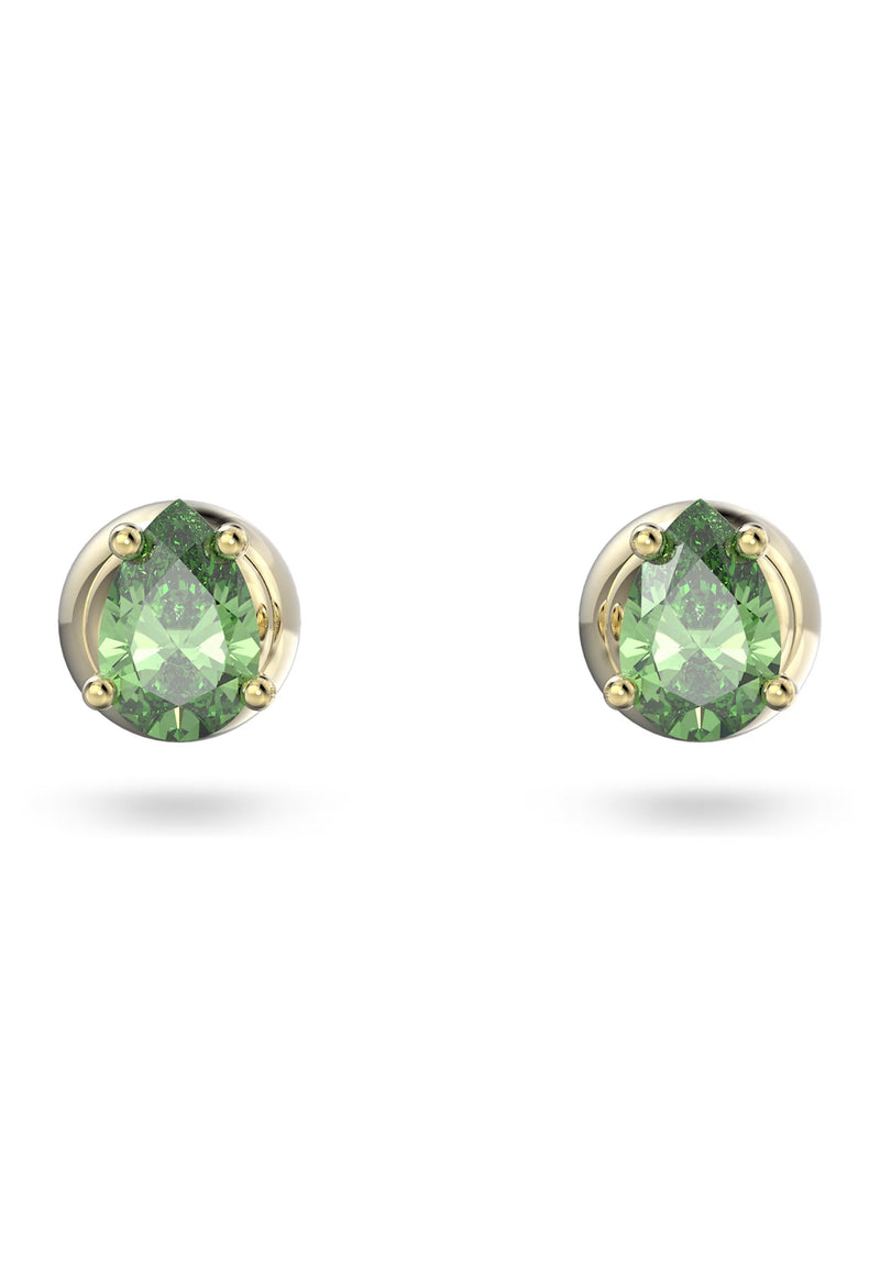 Swarovski Chroma Green Pear Cut Stud Earrings Gold Plated