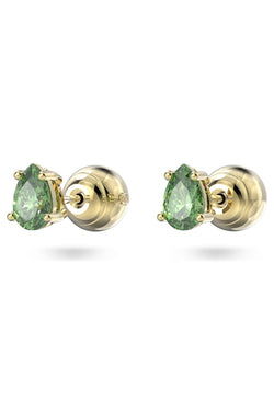 Swarovski Chroma Green Pear Cut Stud Earrings Gold Plated