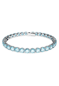 Swarovski  Matrix Blue Round Cut Tennis Bracelet Rhodium Plated