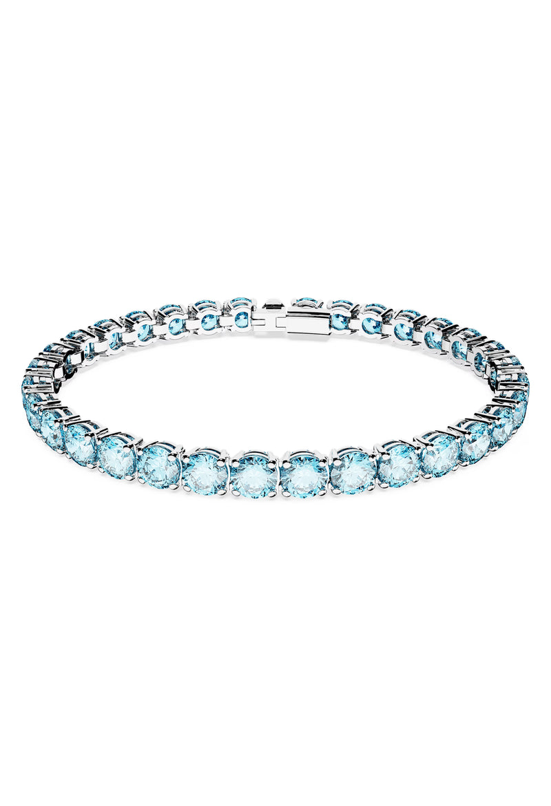 Swarovski  Matrix Blue Round Cut Tennis Bracelet Rhodium Plated