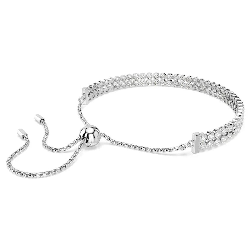 Swarovski Matrix Double Row Tennis Bracelet Rhodium Plated