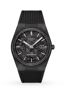 Mens Tissot PRX Powermatic 80 40mm Carbon Case, Carbon Dial With Black Rubber Strap