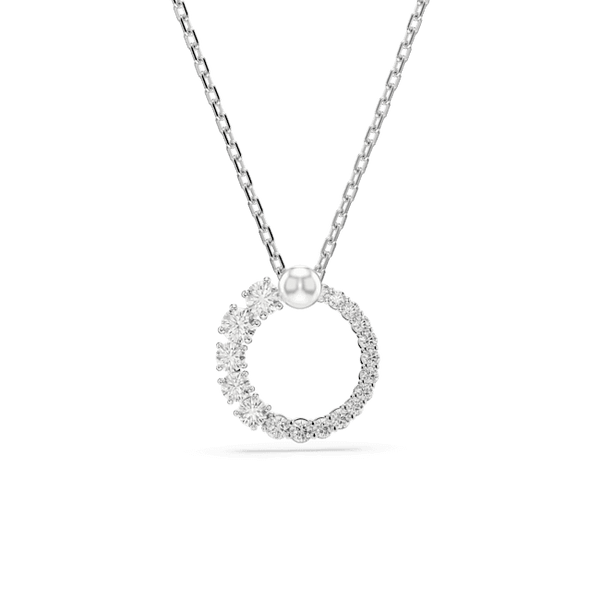 Swarovski Matrix Pendant, Crystal Pearl Circle, Rhodium plated