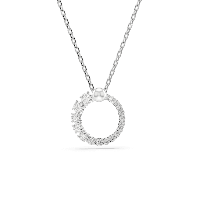 Swarovski Matrix Pendant, Crystal Pearl Circle, Rhodium plated