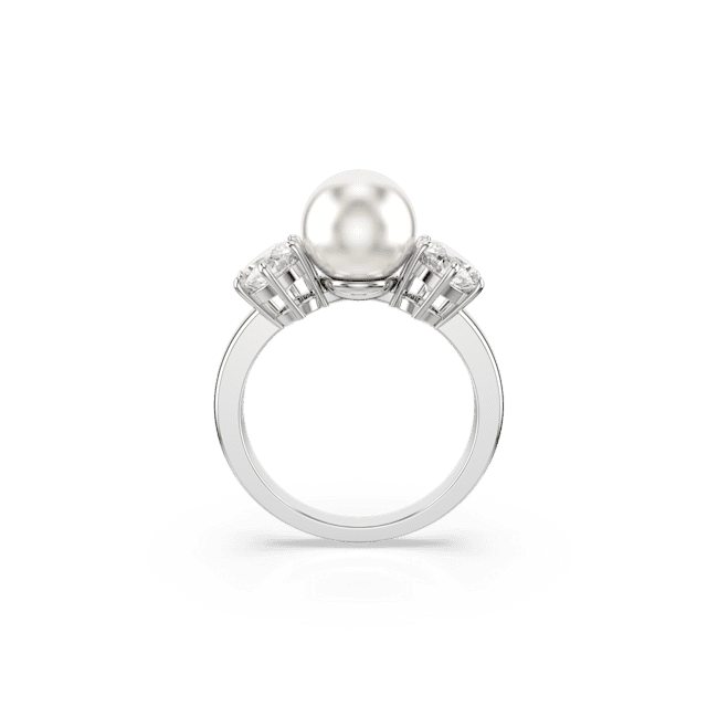 Swarovski Matrix Crystal Pearl Cocktail Ring Rhodium Plated