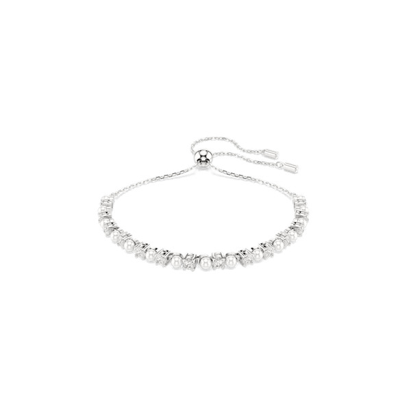 Swarovski Matrix bracelet, Crystal pearl, Round cut, White, Rhodium plated