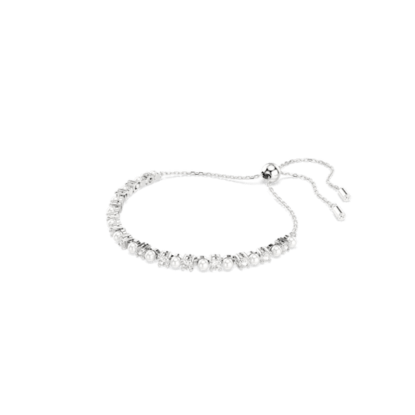 Swarovski Matrix bracelet, Crystal pearl, Round cut, White, Rhodium plated