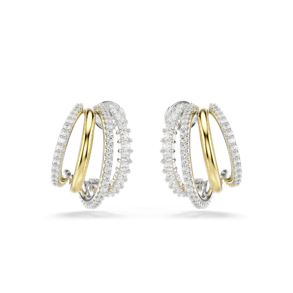 Swarovski Hyperbola Half Hoop Earrings, Mixed Cuts, Mixed Metals