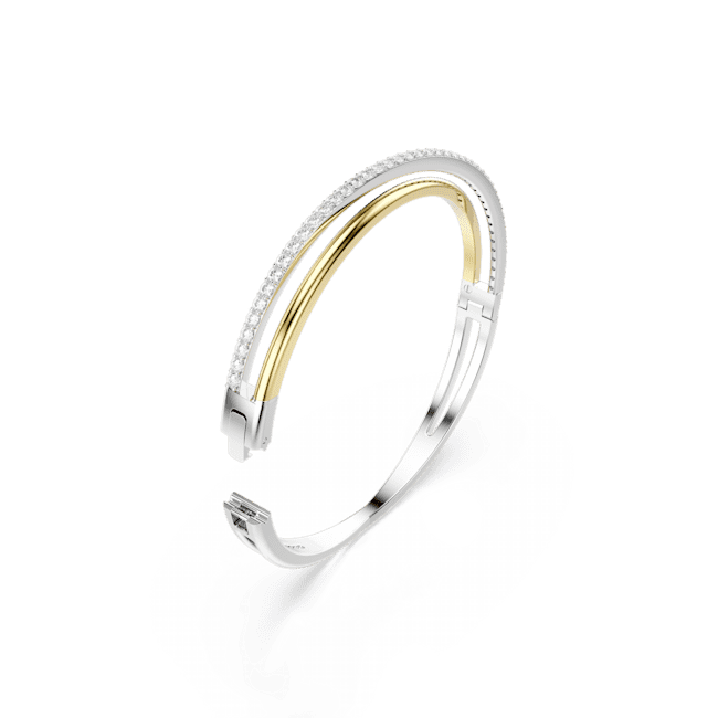 Swarovski Hyperbola Bangle, Round cut, White, Mixed metal