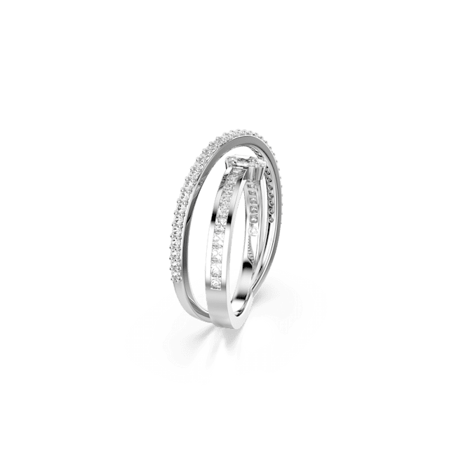 Swarovski Hyperbola Mixed Cuts Ring Rhodium Plated