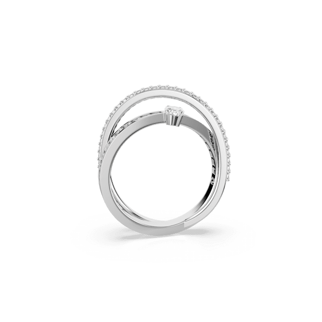 Swarovski Hyperbola Mixed Cuts Ring Rhodium Plated