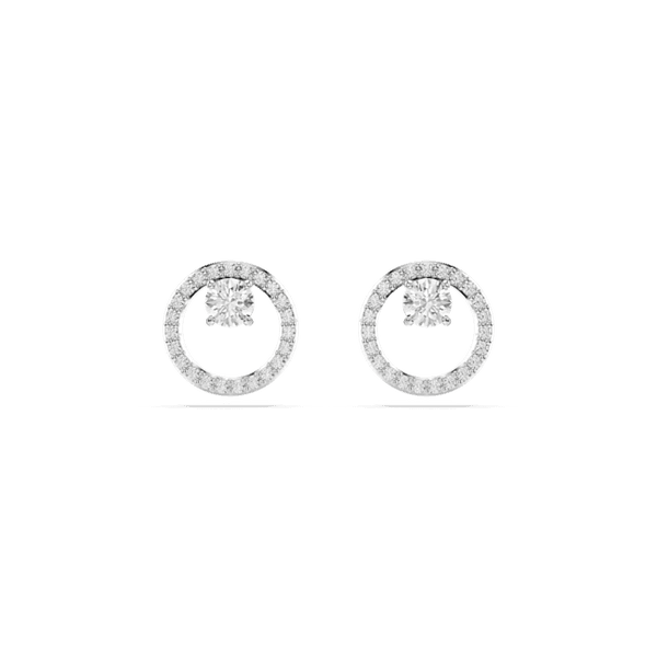 Swarovski Constella Stud Earrings, Round, Rhodium Plated