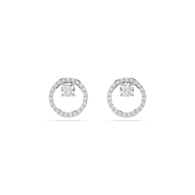 Swarovski Constella Stud Earrings, Round, Rhodium Plated