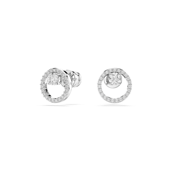 Swarovski Constella Stud Earrings, Round, Rhodium Plated