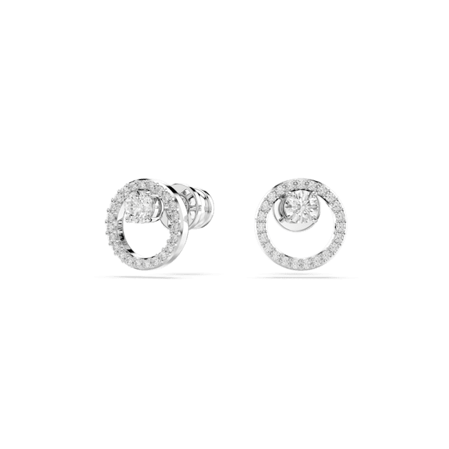 Swarovski Constella Stud Earrings, Round, Rhodium Plated