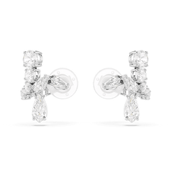 Swarovski Matrix. Mixed Cuts Clip On Earrings, Rhodium Plated