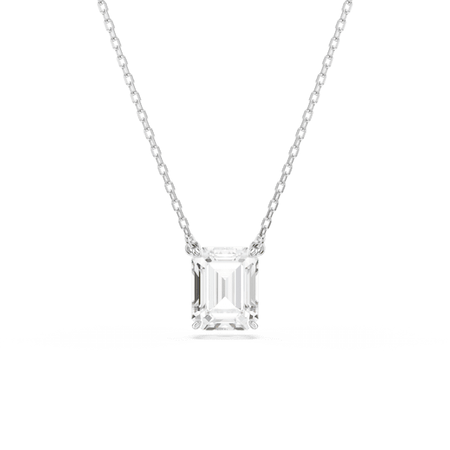 Swarovski Stilla Pendant, Octagon Cut, Rhodium Plated