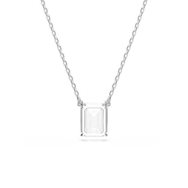 Swarovski Stilla Pendant, Octagon Cut, Rhodium Plated