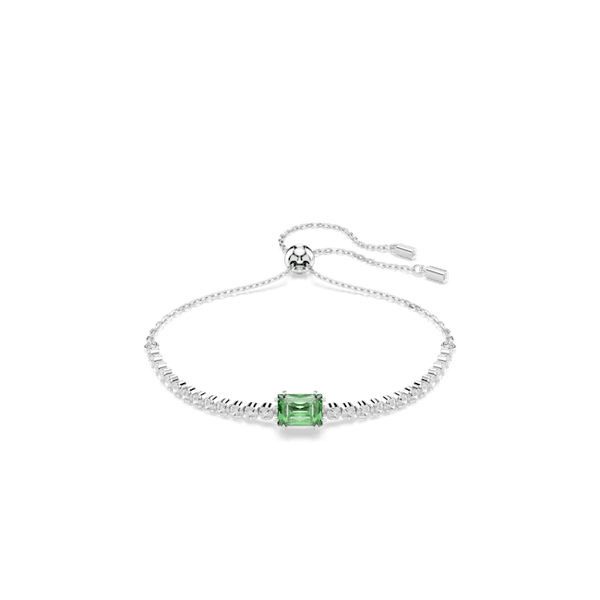 Swarovski Matrix Mixed Cuts Green & White Bracelet Rhodium Plated