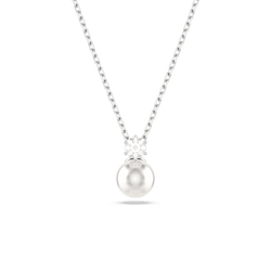 Swarovski Matrix Pendant, Pearl With crystal, Rhodium plated