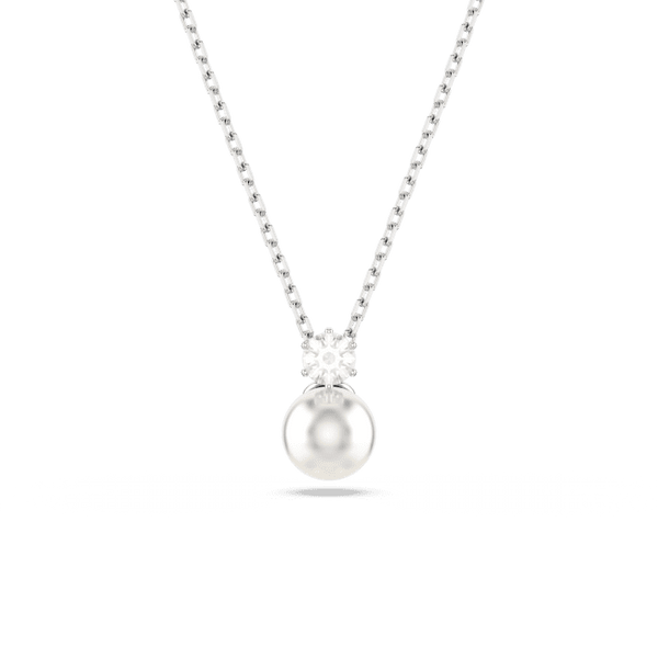 Swarovski Matrix Pendant, Pearl With crystal, Rhodium plated