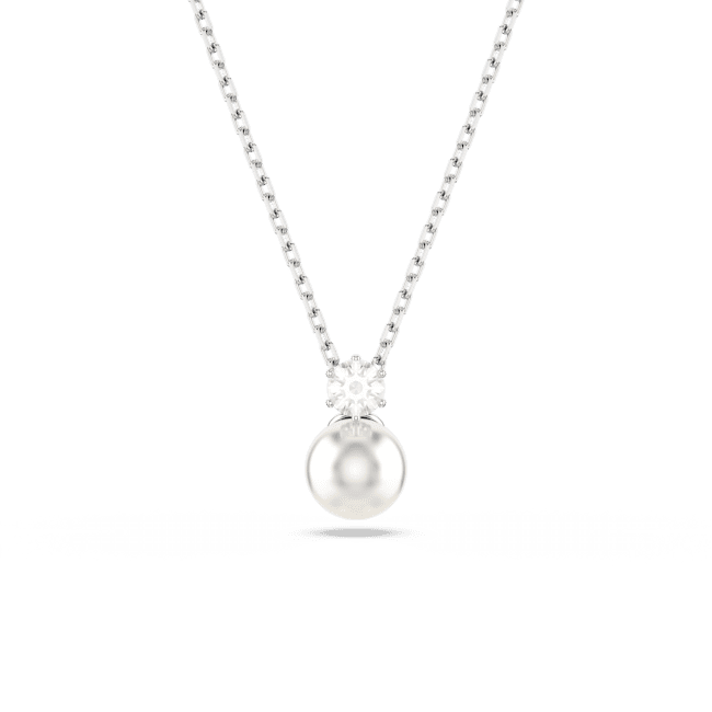 Swarovski Matrix Pendant, Pearl With crystal, Rhodium plated