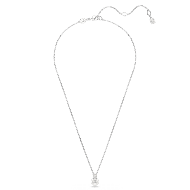 Swarovski Matrix Pendant, Pearl With crystal, Rhodium plated