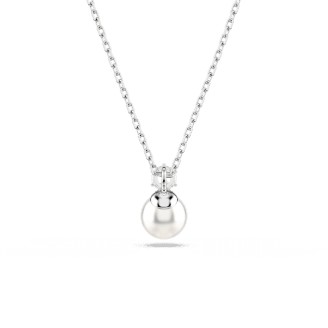 Swarovski Matrix Pendant, Pearl With crystal, Rhodium plated