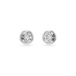 Swarovski Imber Round Cut, Bezel Set Stud Earrings, Rhodium Plated