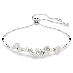 Swarovski Constella Crystal and Pearl Bangle Rhodium Plated