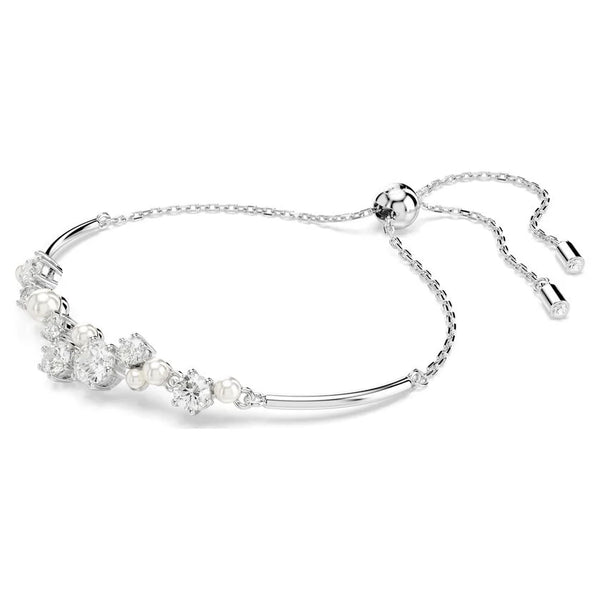 Swarovski Constella Crystal and Pearl Bangle Rhodium Plated