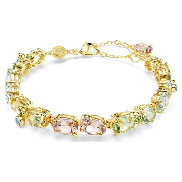 Swarovski Gema Mixed Cut Multicoloured Tennis Bracelet Gold Plated