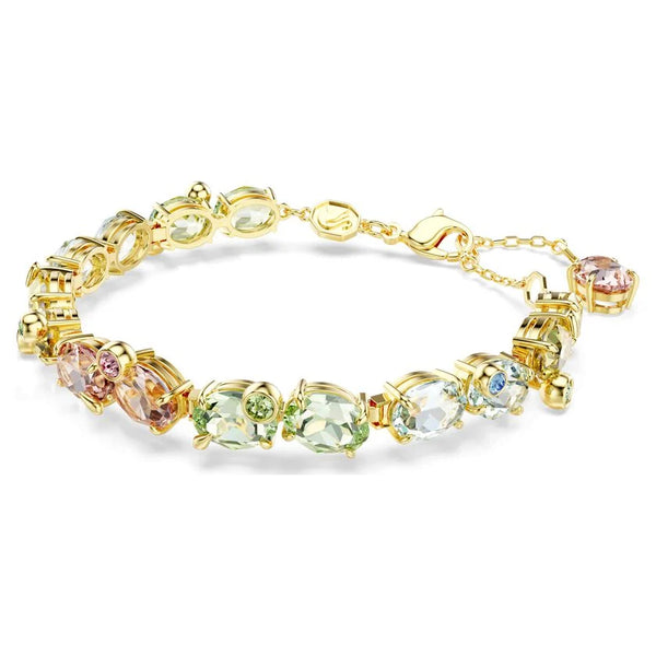 Swarovski Gema Mixed Cut Multicoloured Tennis Bracelet Gold Plated