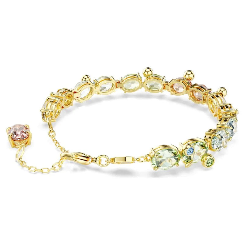 Swarovski Gema Mixed Cut Multicoloured Tennis Bracelet Gold Plated