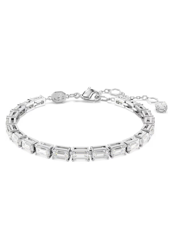 Swarovski Matrix Baguette Cut Tennis Bracelet Rhodium Plated