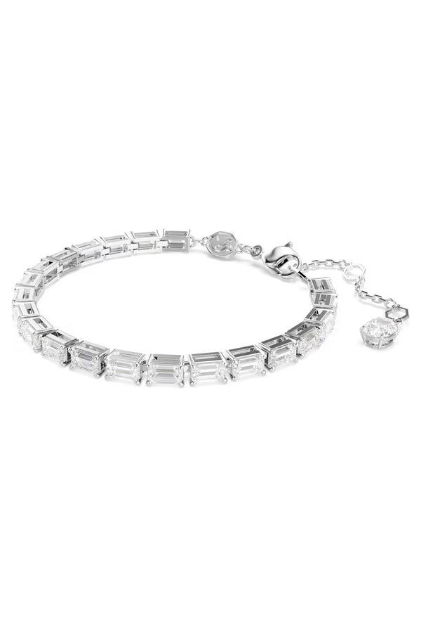 Swarovski Matrix Baguette Cut Tennis Bracelet Rhodium Plated